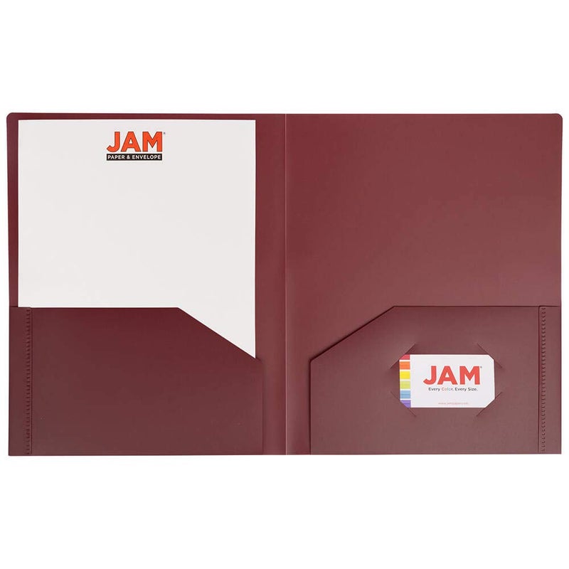 JAM PAPER Heavy Duty Plastic 2 Pocket Extra Tough School Folders - Burgundy - 6/Pack - Image 5